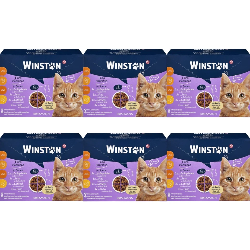 6 x 1,2 kg | Winston Feine Häppchen in Sauce Multipack ohne Zuckerzusatz