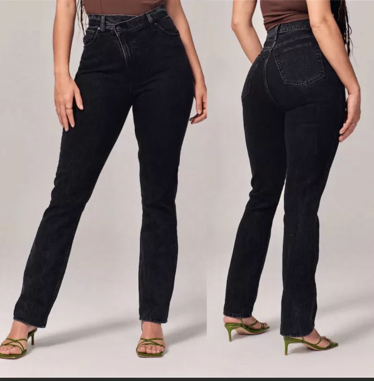 Abercrombie & Fitch Curve Love Ultra High-Rise Slim Straight Jeans |  Zappos.com