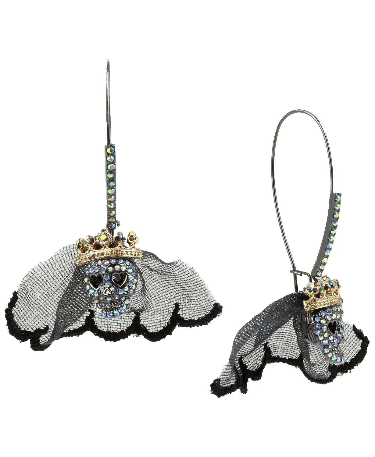 Esmalte Betsey Johnson Esqueletos y calaveras Pendientes de Moda