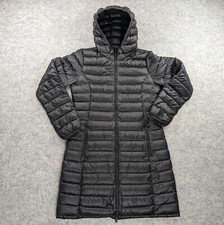 Tna Puffer Jacket Womens Medium Black Full Zip Coat Goose Down Long Hooded Parka