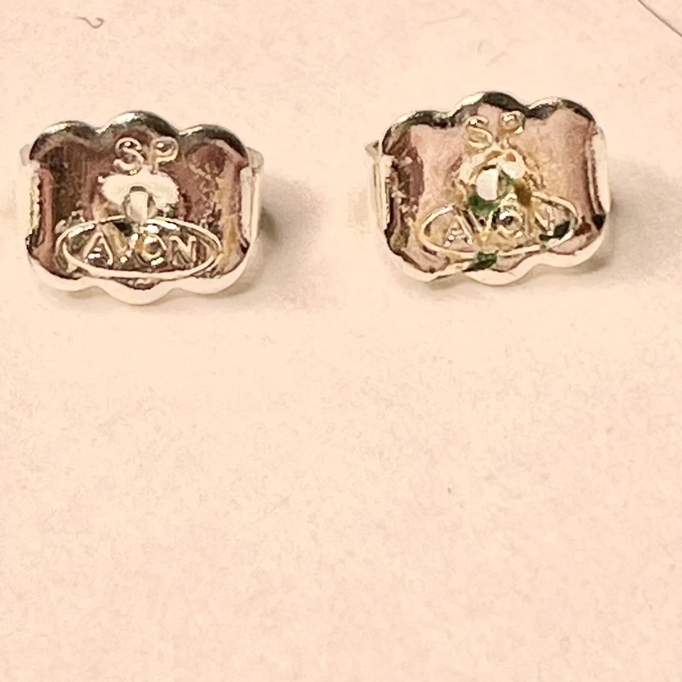 "Pendientes de placa de plata Avon SP aros geométricos respaldo original 1,5"" L X 1"" W" Foto 2 de 4