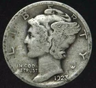 1923-P 10C Mercury Dime 90% Silver 21oas0207