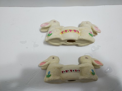 Vintage Easter Bunny Rabbit Egg Cup Pebble Sand Glaze Porcelain Bisque Spring 2 - Picture 14 of 15