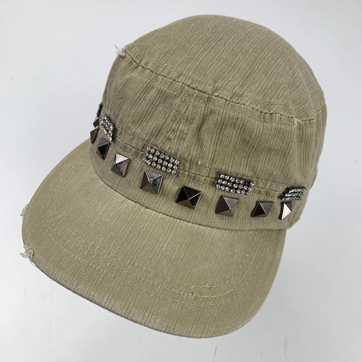 Jeweled Studded Women s Army Cap Hat Fitted One Size eBay