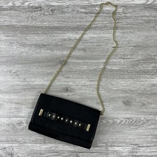 STEVE MADDEN Black Shoulder Bag Clutch Purse Gold Metal Studded Chain Strap
