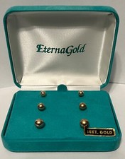EternaGold 14K Yellow Gold Ball Stud Earrings S/3 1.54g