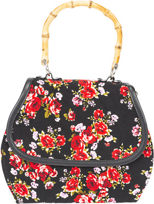 Küstenluder «GWEN 40s ROSE» TIKI Bambus BAMBOO Vintage Floral TASCHE Rockabil