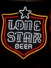 Texas Lone Star Beer Shield 20"x16" Neon Light Sign Lamp Bar Open Wall Decor Art