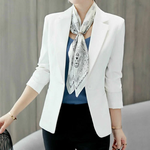 Damen Slim Fit Langarm Arbeitsjacke Formeller Blazer Anzug Mantel Business Oberbekleidung - Bild 10 von 18