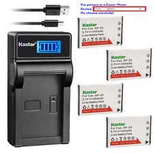 Kastar Battery LCD Charger for Casio NP-20 NP20 Casio Exilim EX-M1 EX-M2 EX-Z77