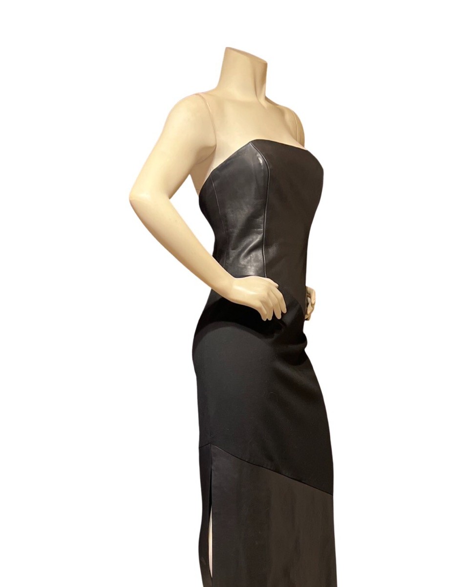 ABS EVENING SCHWARTZ Black Leather DRESS Strapless Formal Masquerade  Ceremonial | eBay