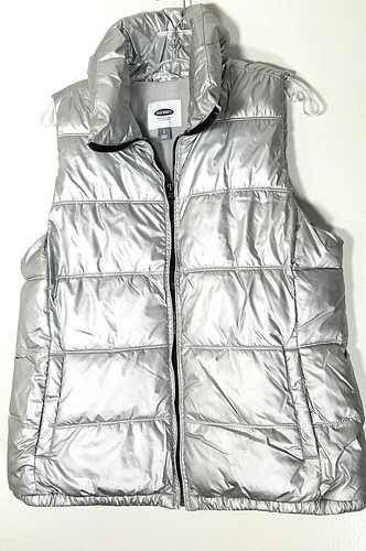 old navy silver puffer jacket