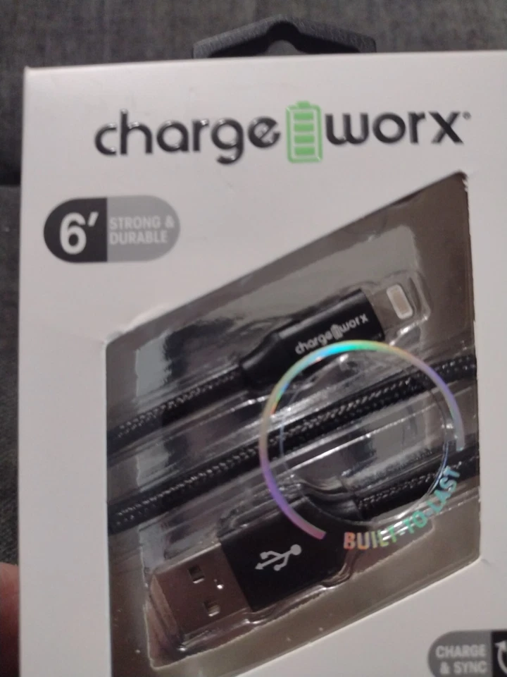 ChargeWorx nylotuff lightning connector for iphone ipad ipod 6' cord charge sync - Image 4 of 4