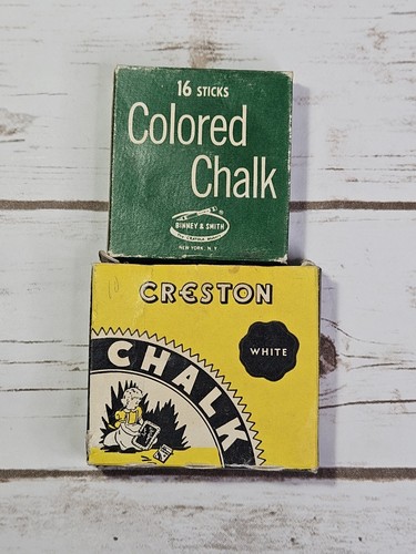 Vintage Creston White + Binney & Smith Colored Chalk Sticks