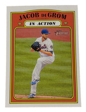 2021 Topps Heritage Baseball In Action Jacob DeGrom #100 New York Mets MLB