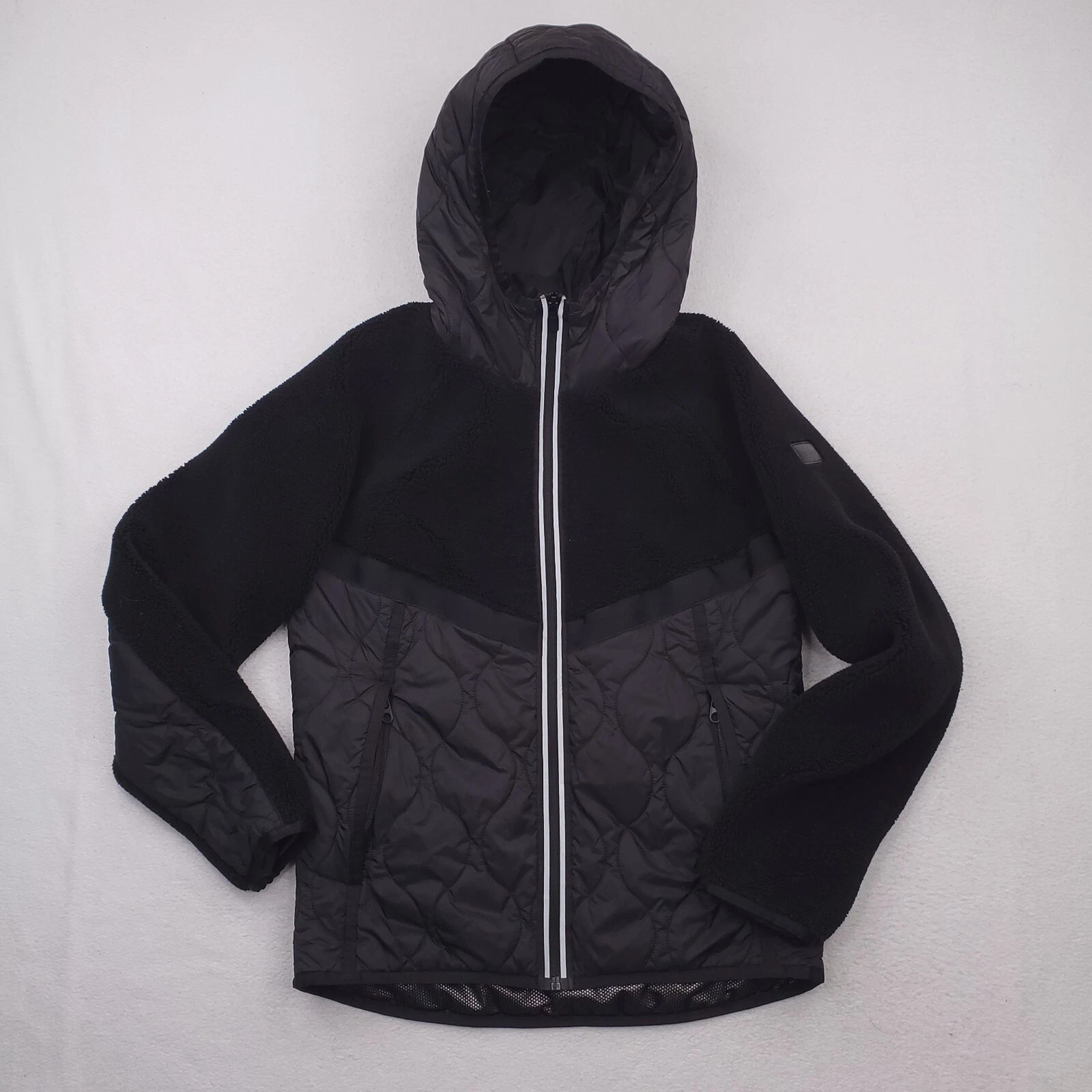 Tumi Jacket Mens Small Black Sherpa Puffer Hybrid Quilted Coat Ski Travel