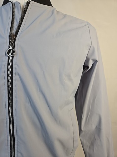 Sz S Men's Full Zip Windbreaker. Gray & Black Lightweight Lined Jacket New - Picture 2 of 8