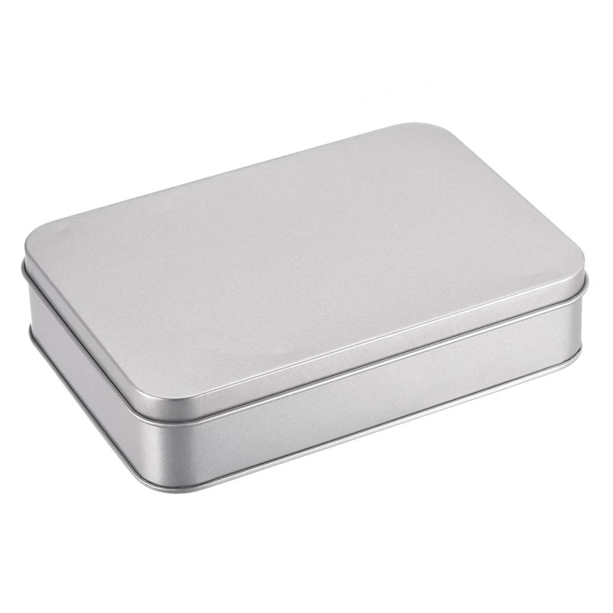 Metal Rectangular Storage Box Container with Lid, Small Tin Boxes Empty  Containers Silver Storage Box Case Organizer Drop ship