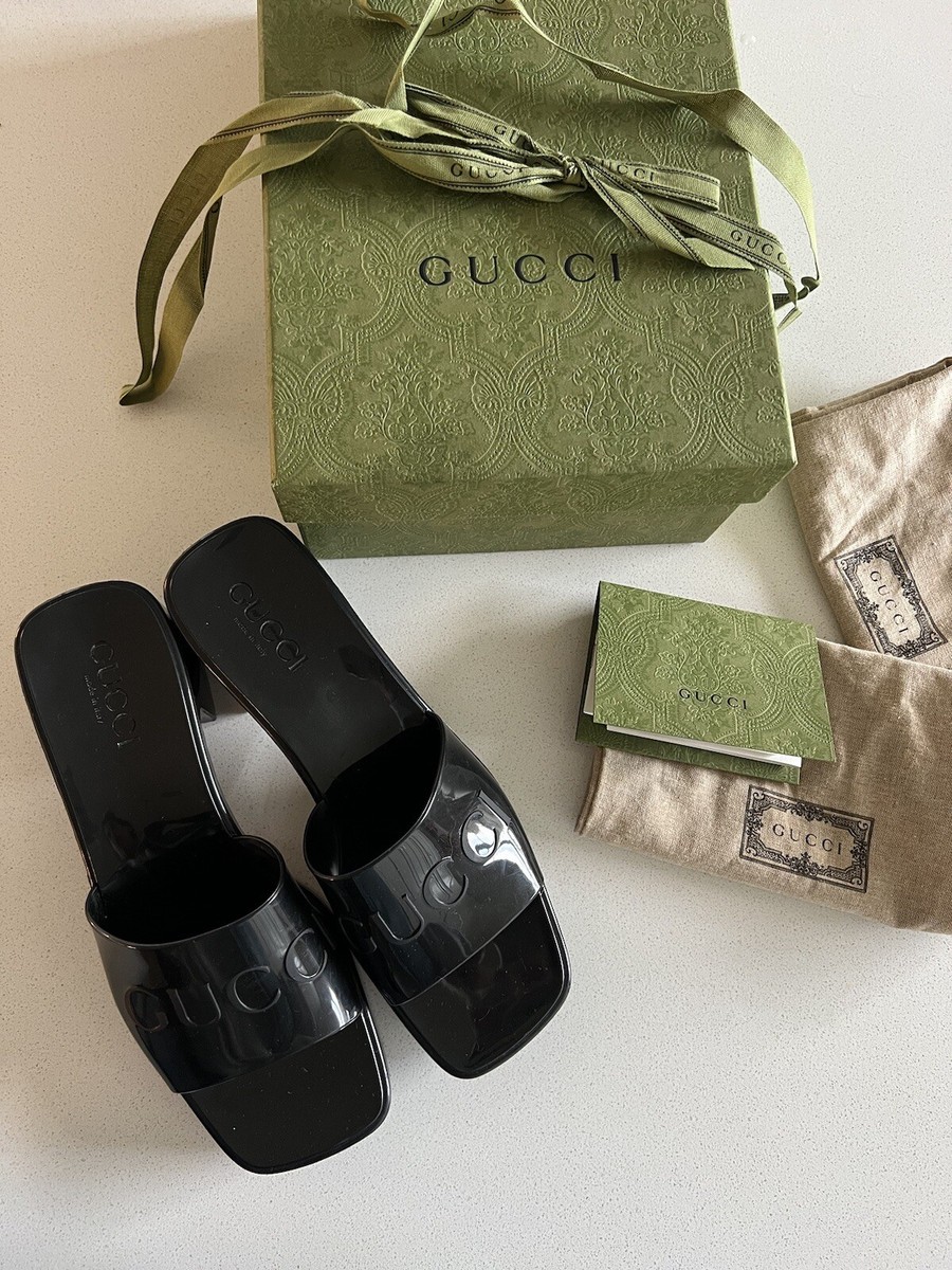 サンダル・ミュール [GUCCI] Women's Logo Rubber Slide Sandals Gucci Rubber Logo Platform 20/60mm Slide Sandals 624730