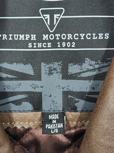 Chaqueta grande Triumph Motorcycle Bonnie de cuero genuino con cejas para mujer - Imagen 12 de 12
