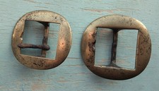 2 x antique brass buckles Shire horse harness decorative fastenings solid
