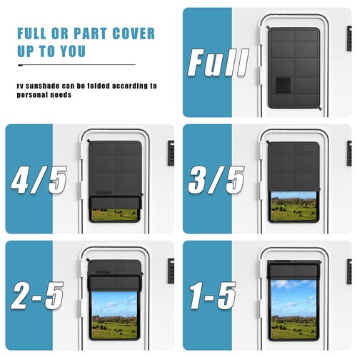 RV Door Window Shade 25''x16'', Foldable Magnetic RV Sun Shade Waterproof Oxf... - Picture 2 of 7