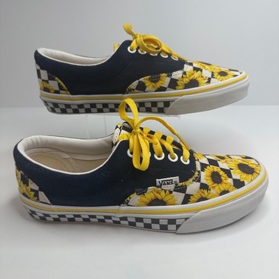 Vans Era Customs Sunflower Checkerboard Navy Yellow Sneakers Womens 8.5 Mens 7