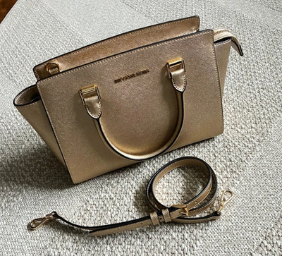Michael Kors Tasche Selma gold Saffiano Leder Henkeltasche edel Schultertasche