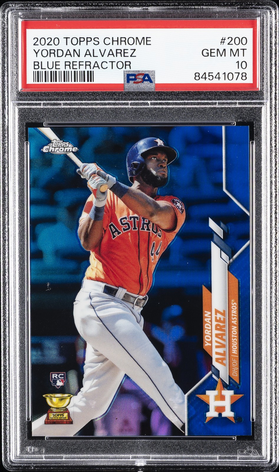 2020 TOPPS CHROME BLUE REFRACTOR #200 YORDAN ALVAREZ ROOKIE RC 102/150 PSA 10