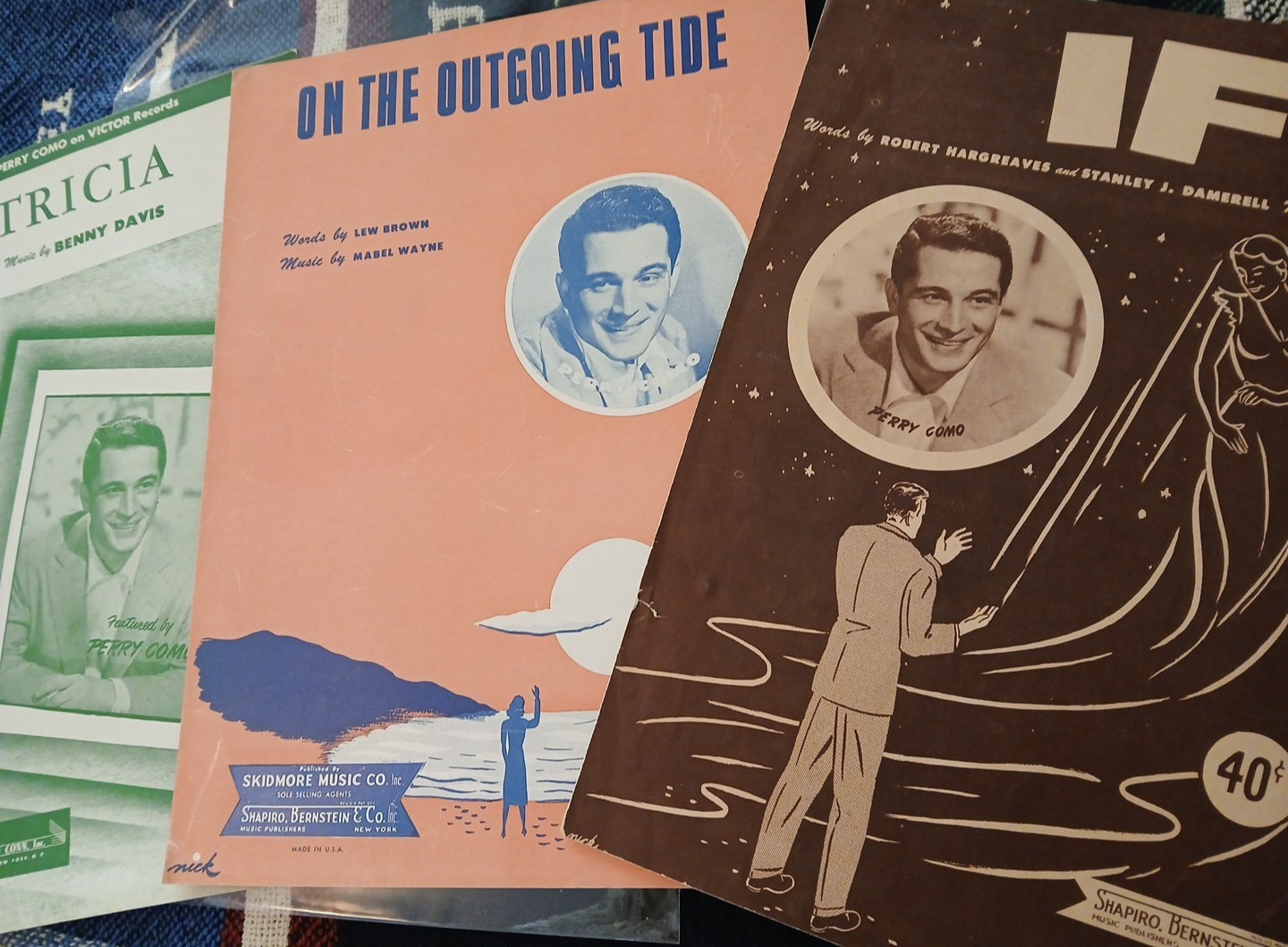 VTG MIDCENTURY AMERICAN SHEET MUSIC 3 PERRY COMO SONGS W/ Photo-Covers 1950
