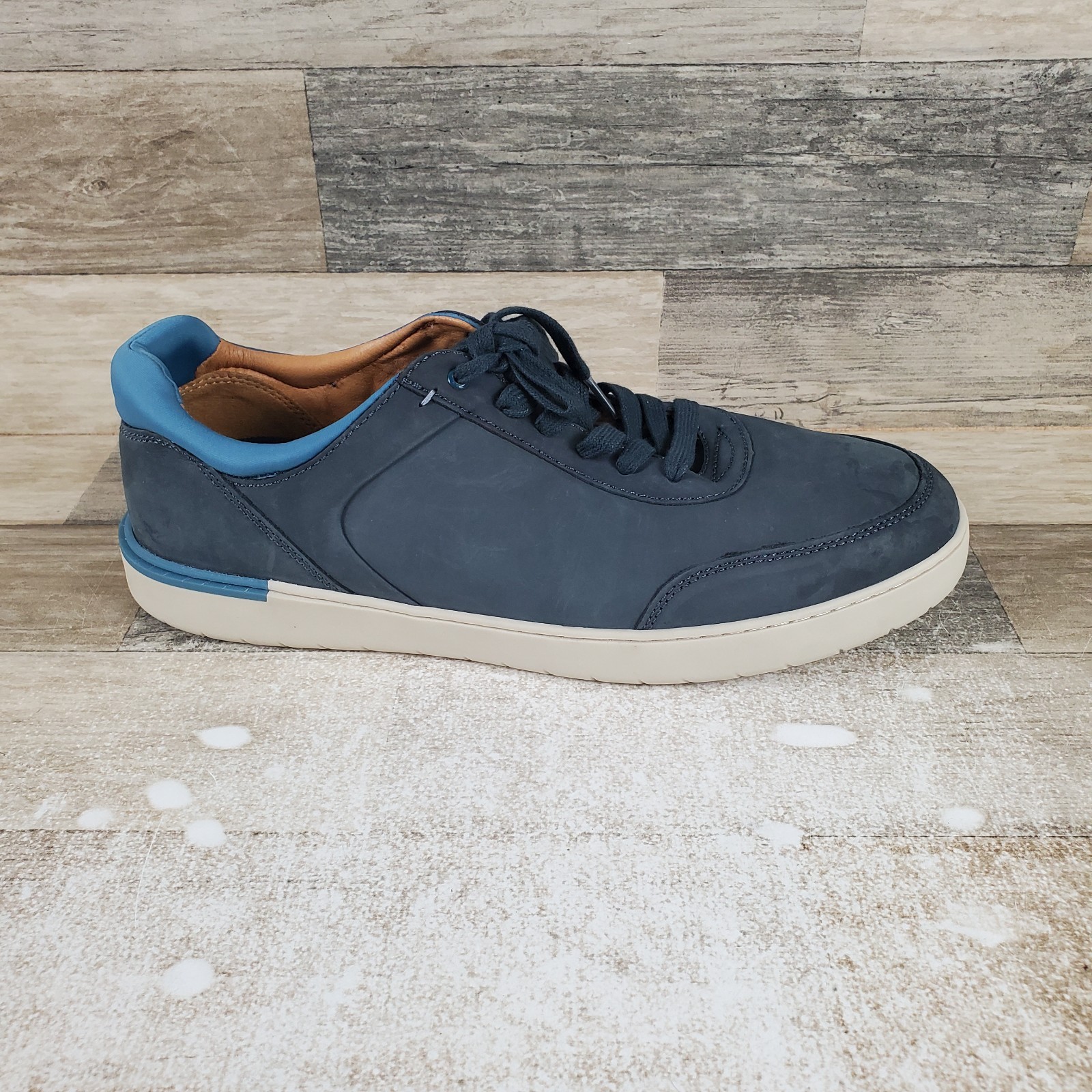 Hush Puppies Toby Mens Shoes Sz 11.5 W Navy Leather Lace Up Sneakers