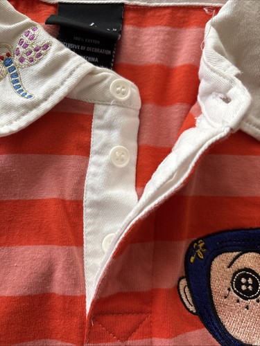 Camisa Coraline Jones Naranja Rayas Bordada Manga Larga Talla XL Gaiman - Imagen 6 de 9