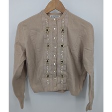 VINTAGE Kitt  n  Gora Premier Embroidered Cardigan Sweater Beige Vintage Women  s S