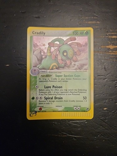 Pokémon Cradily EX Sandstorm 3/100 Holo Rare English 2003 100 HP 50 Attack