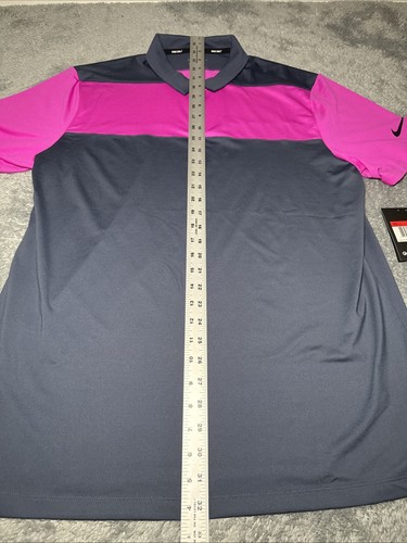 NWT Nike Golf Men’s Dri Fit Short Sleeve Golf Shirt Pink/Grey SZ L Hendricks Gin - Picture 14 of 19
