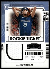 2021-22 Panini Contenders #RTS-ZWI Ziaire Williams Rookie Ticket Swatches