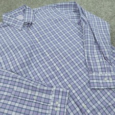 Brooks Brothers Dress Shirt Mens Large Button Down Regular Fit Plaid