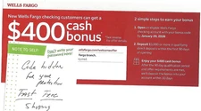 $400 Wells Fargo Bonus Offer Coupon for New Checking Account Expires 1/20/2026