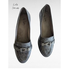 LifeStride Donnell Gray Soft System Comfort Slip-On Loafers Flex Sole