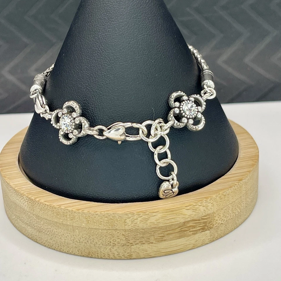 Pulsera Brighton May Flor Cristal Añadir A Cuenta Tono Plata Ajustable Floral Foto 3 de 4