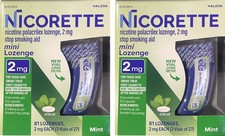 Nicorette Mini Nicotine Lozenges Stop Smoking Aid 2 Mg Mint 81 Ct 2 Pk EXP 9/26
