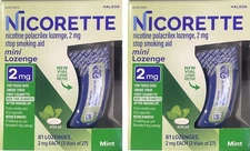 Nicorette Mini Nicotine Lozenges Stop Smoking Aid 2 Mg Mint 81 Ct 2 Pk EXP 9/26