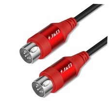 5-Pin DIN MIDI Cable, Male to Male Cables Compatible with Keyboard, 6 Feet Red