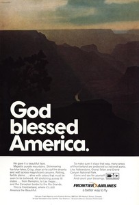 1970 Frontier Airlines: God Blessed America Vintage Print Ad