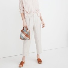 Madewell Size XXS Linen-Blend Track Trousers in Heathered Natural
