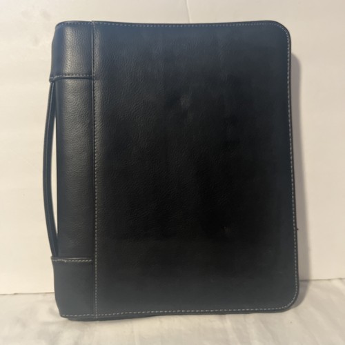 Samsonite schwarz Kunstleder Griff 3 Ringe Ordner Portfolio Taschenrechner Papier Block - Bild 2 von 9