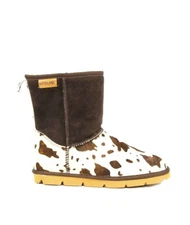 Super Lamb Cow Print Hair-On-Hide Suede Sheepskin Lined Winter Boots 7 W Wide