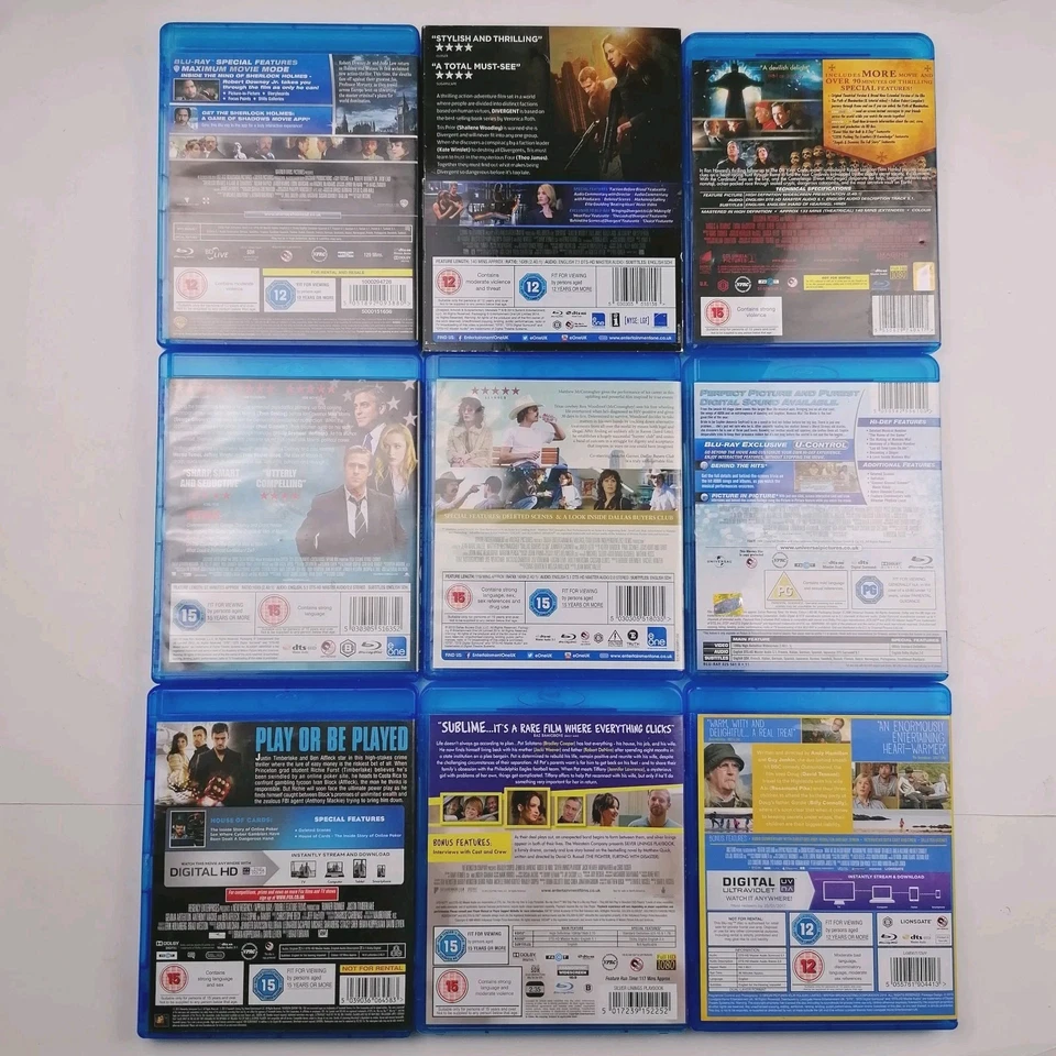 Blu-ray Mixed Lot Films 9 Movies Sherlock Holmes Divergent Angels Demons MamaMia - Image 2 of 4