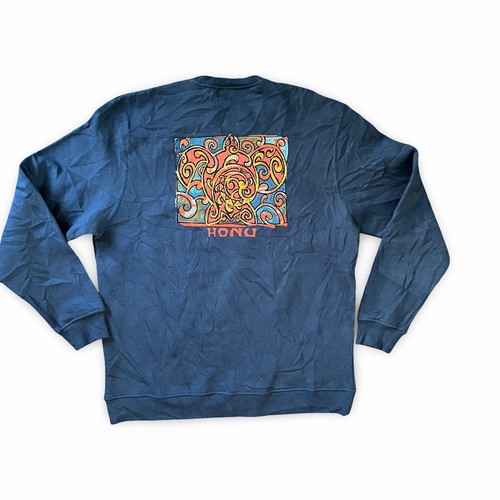 Felpa Vintage Crazy Shirts Taglia XL Blu Honu Tartaruga Marina Girocollo Nuova Senza Etichetta - Foto 2 di 9