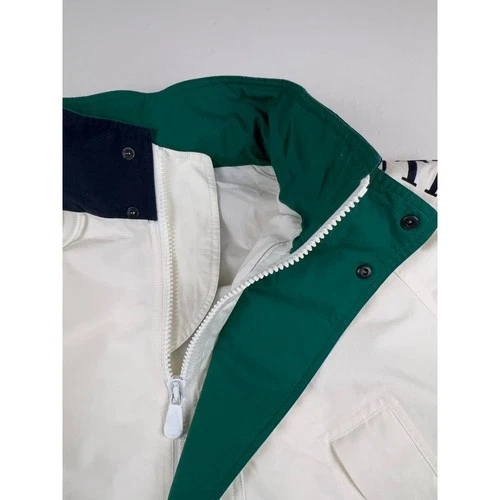 Vintage 90s Nautica Challenge J-Class Sailing Jacket Large White Hideaway Hood image 10